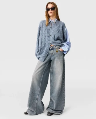 Jean à jambes larges délavé vintage