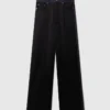 Jean à jambes larges et empiècements en satin Jean à jambes larges et empiècements en satin