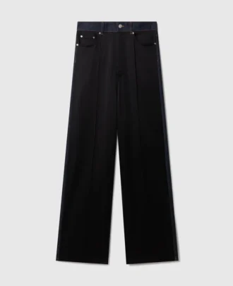 Jean à jambes larges et empiècements en satin