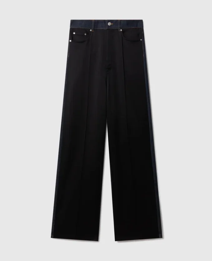 Jean à jambes larges et empiècements en satin Jean à jambes larges et empiècements en satin