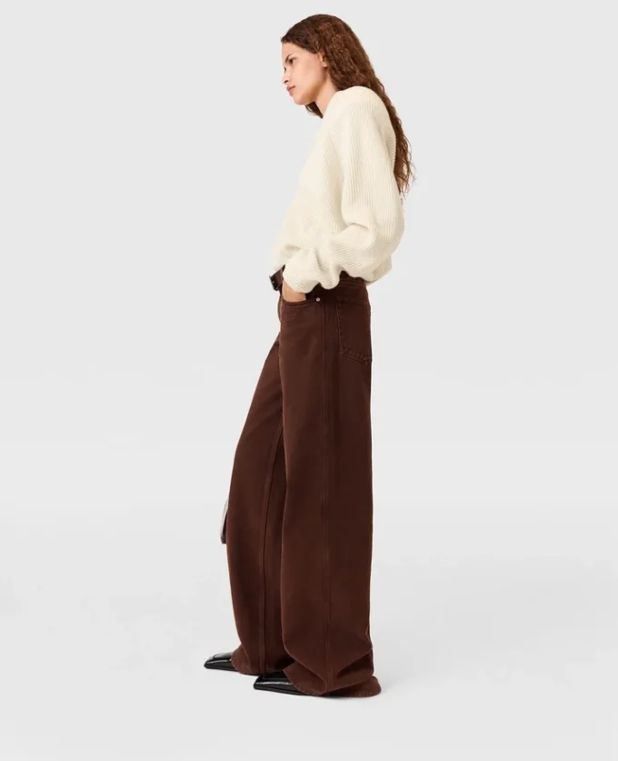 Jean taille moyenne à jambes larges