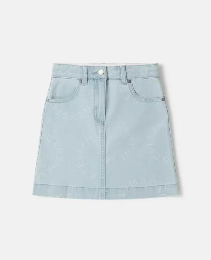 Jupe en denim avec logo médaillon Jupe en denim avec logo médaillon