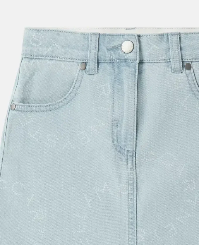 Jupe en denim avec logo médaillon Jupe en denim avec logo médaillon