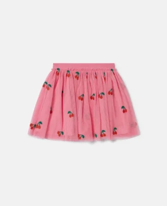 Jupe en tulle brodée de cerises