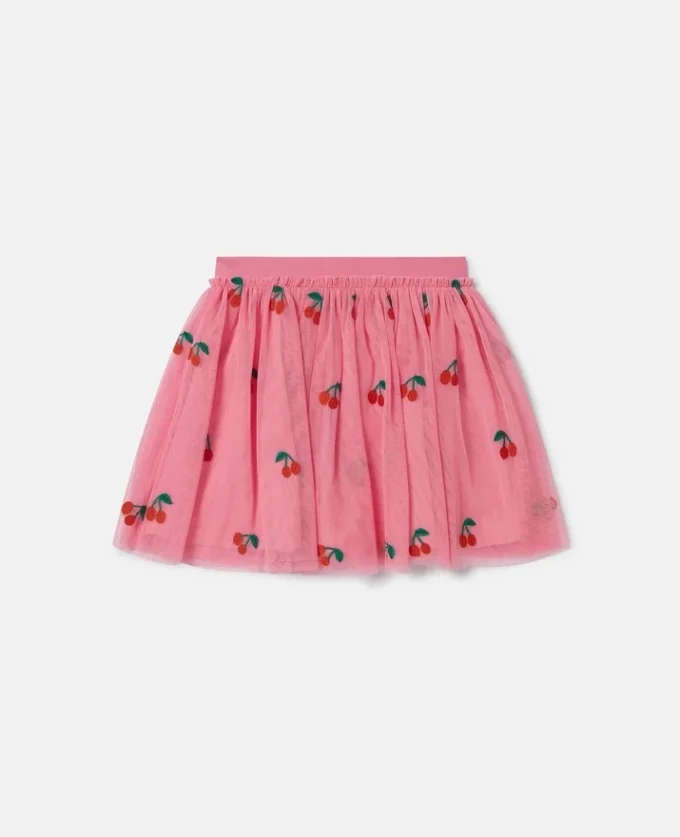 Jupe en tulle brodée de cerises