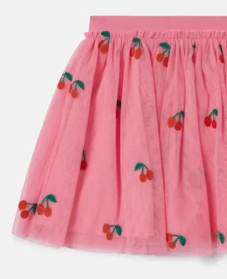 Jupe en tulle brodée de cerises