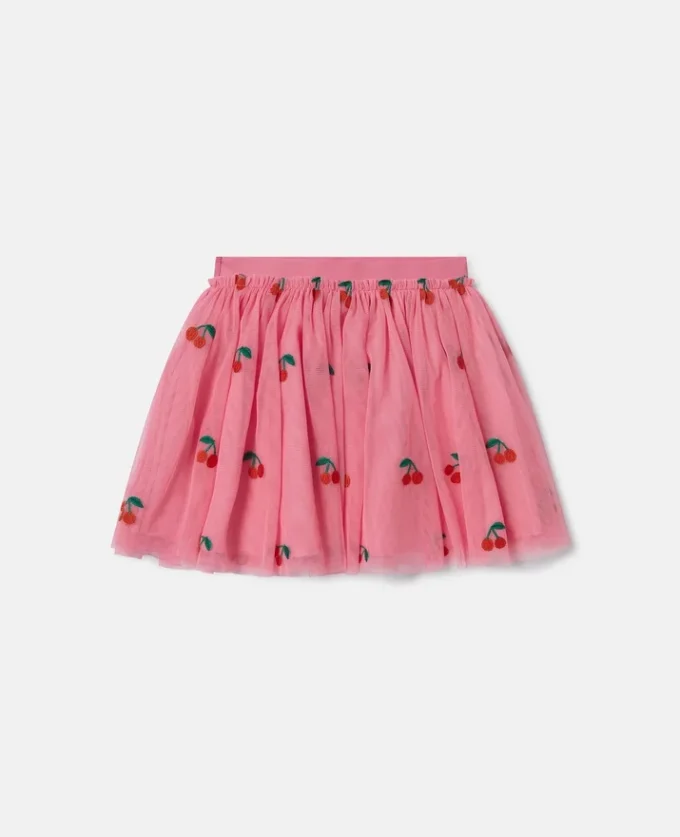 Jupe en tulle brodée de cerises