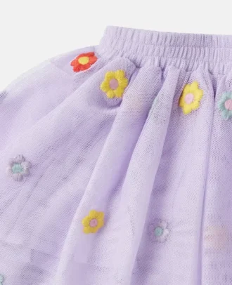 Jupe en tulle brodée de fleurs
