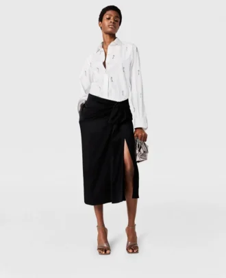 Jupe midi asymétrique nouée