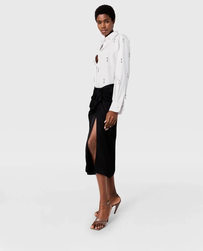 Jupe midi asymétrique nouée Jupe midi asymétrique nouée