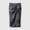 Jupe midi asymétrique nouée à imprimé léopard Jupe midi asymétrique nouée à imprimé léopard