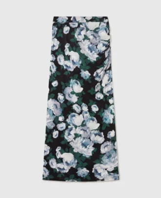 Jupe midi en maille florale