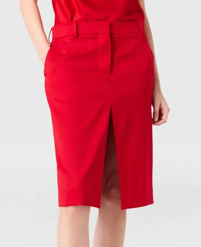 Jupe midi en satin bordée de dentelle Jupe midi en satin bordée de dentelle