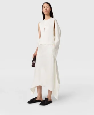 Jupe midi en satin à ourlet arrondi