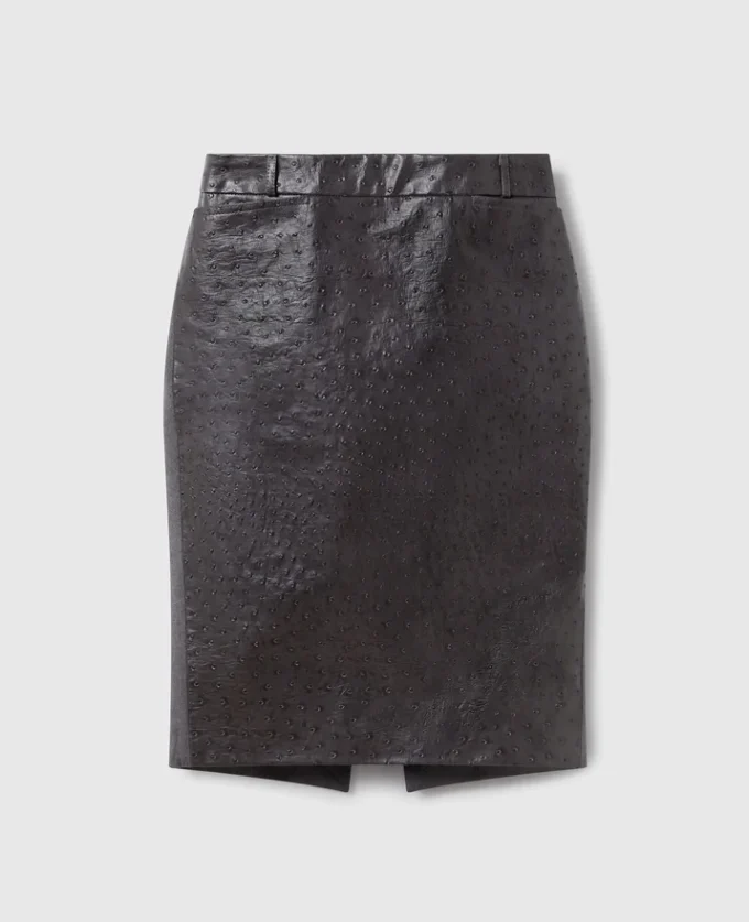 Jupe midi texture autruche
