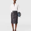 Jupe midi texture autruche