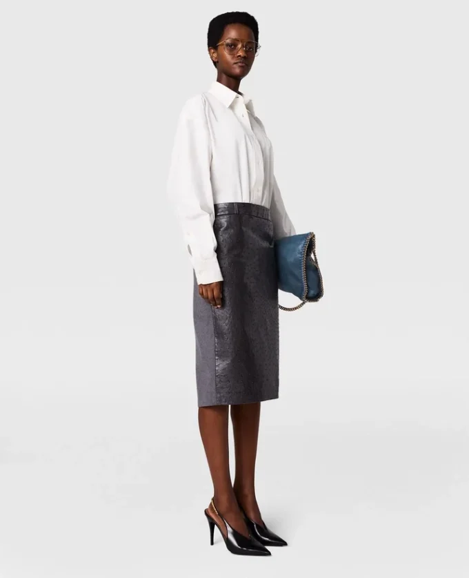 Jupe midi texture autruche