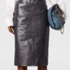 Jupe midi texture autruche