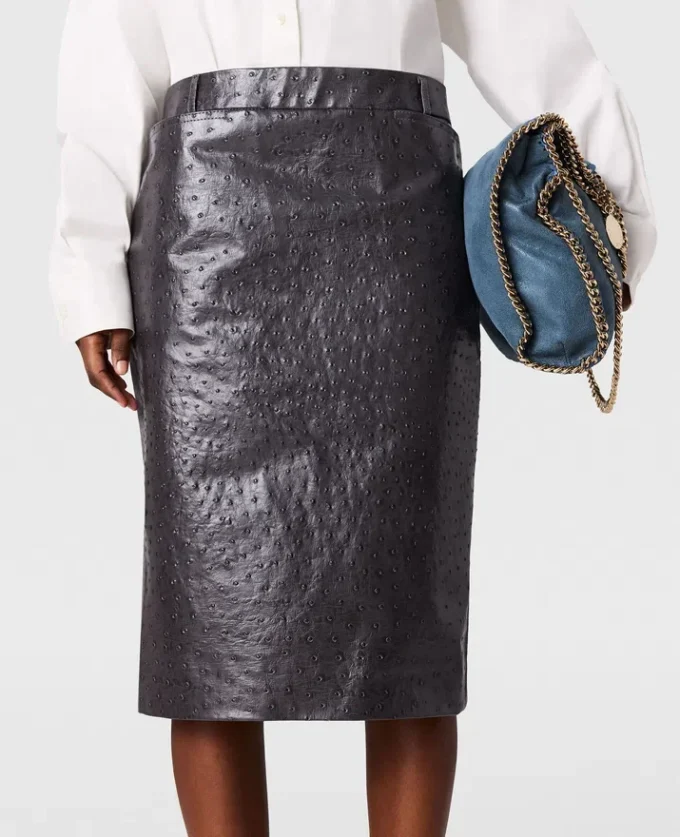 Jupe midi texture autruche