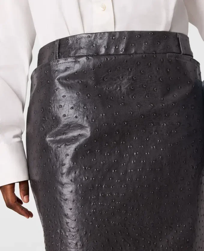Jupe midi texture autruche