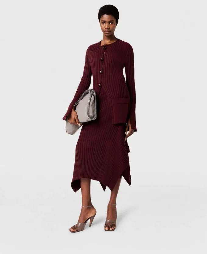 Jupe midi évasée en maille