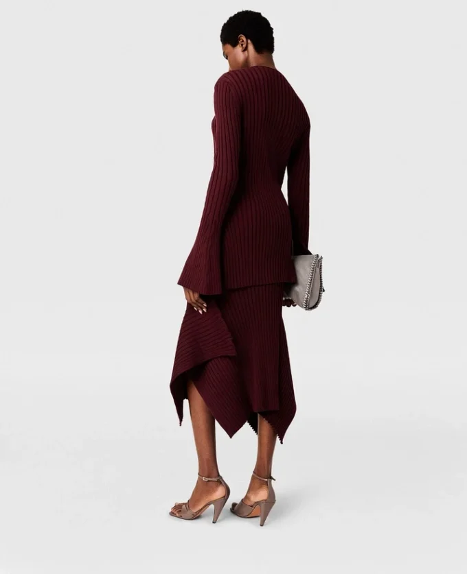 Jupe midi évasée en maille