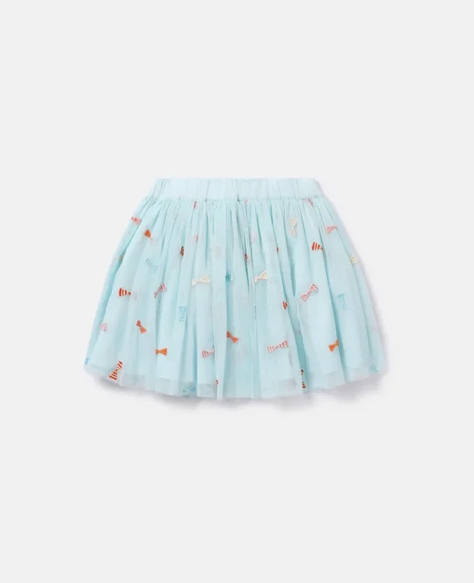 Jupe tutu à rayures et nœud brodé