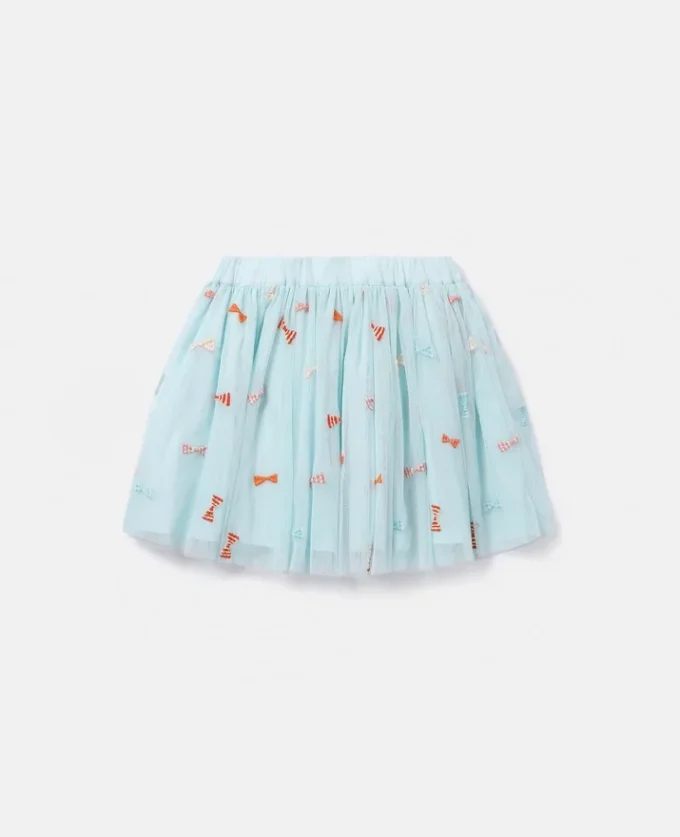 Jupe tutu à rayures et nœud brodé