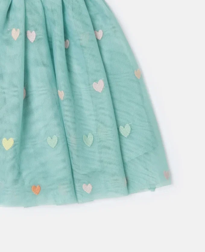Jupe à volants en tulle brodée de cœurs Jupe à volants en tulle brodée de cœurs