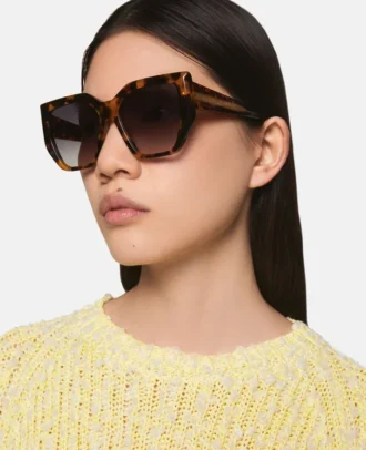 Lunettes de soleil carrées à monture épaisse et forme œil-de-chat