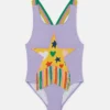 Maillot de bain à franges et imprimé graphique étoilé Maillot de bain à franges et imprimé graphique étoilé
