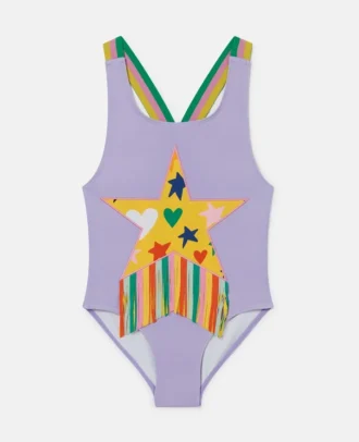 Maillot de bain à franges et imprimé graphique étoilé