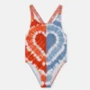 Maillot de bain graphique tie-dye à cœurs Maillot de bain graphique tie-dye à cœurs