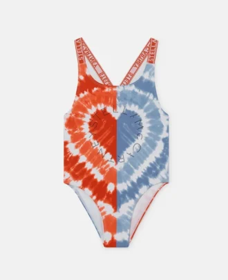 Maillot de bain graphique tie-dye à cœurs
