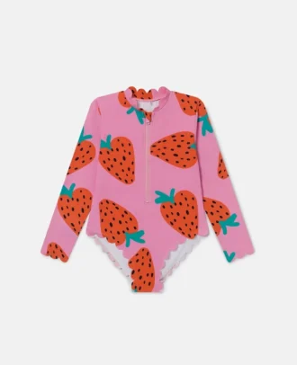 Maillot de bain à manches longues imprimé fraises