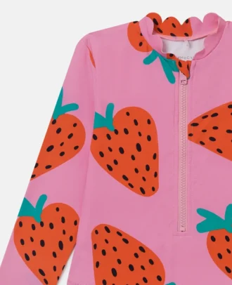 Maillot de bain à manches longues imprimé fraises