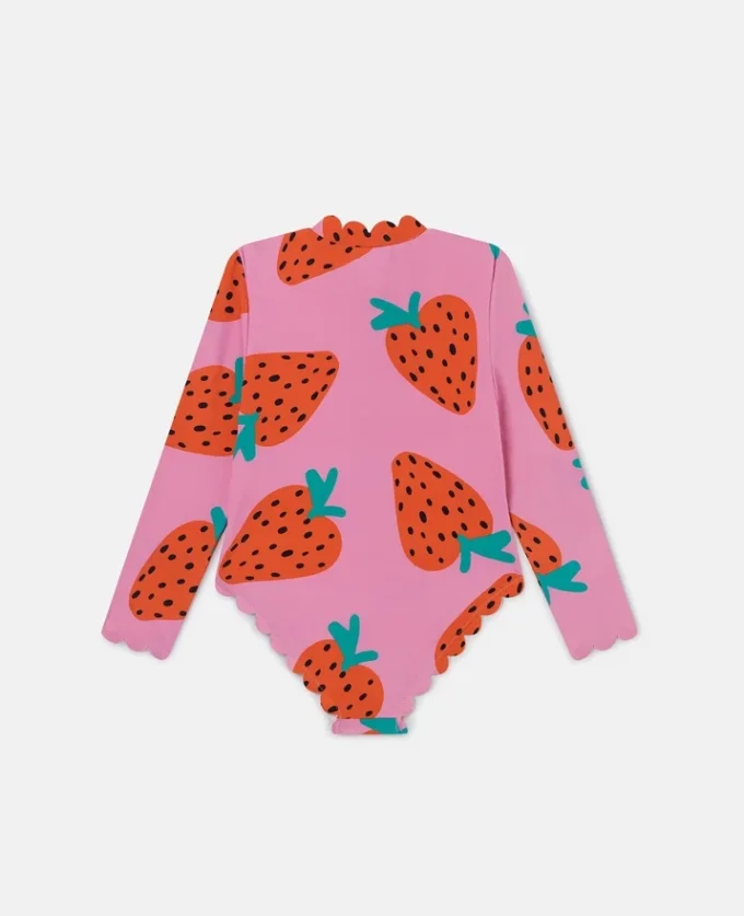 Maillot de bain à manches longues imprimé fraises Maillot de bain à manches longues imprimé fraises