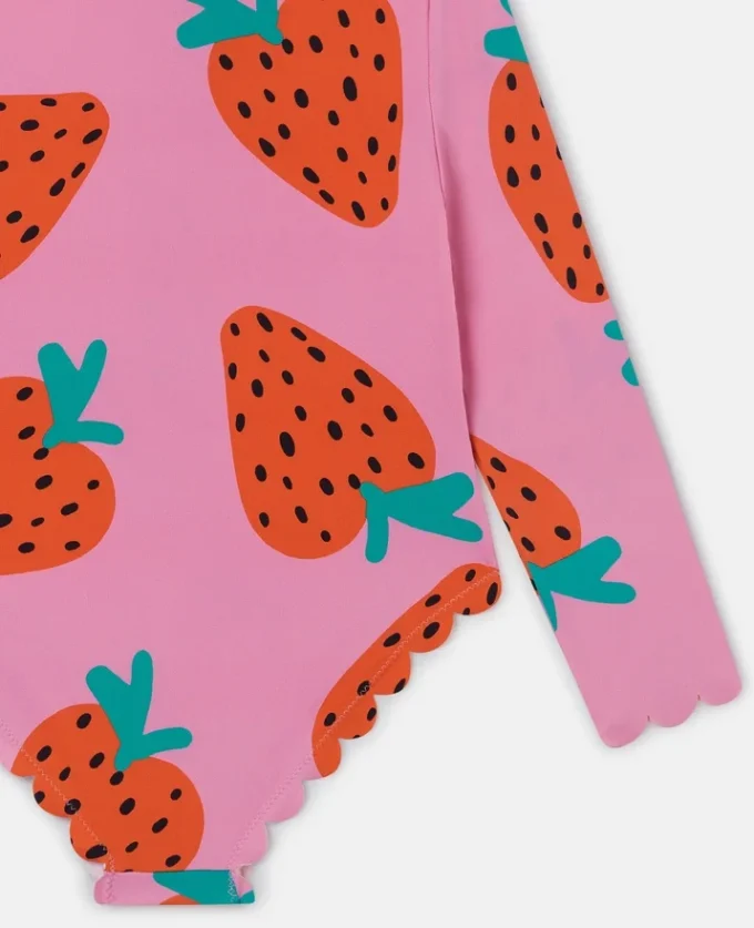 Maillot de bain à manches longues imprimé fraises Maillot de bain à manches longues imprimé fraises