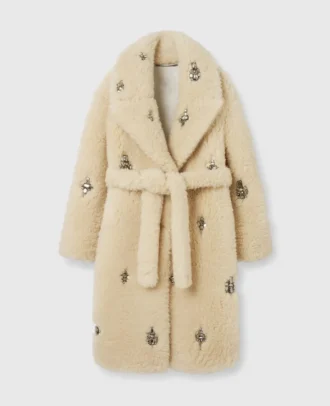 Manteau en peluche orné de cristaux
