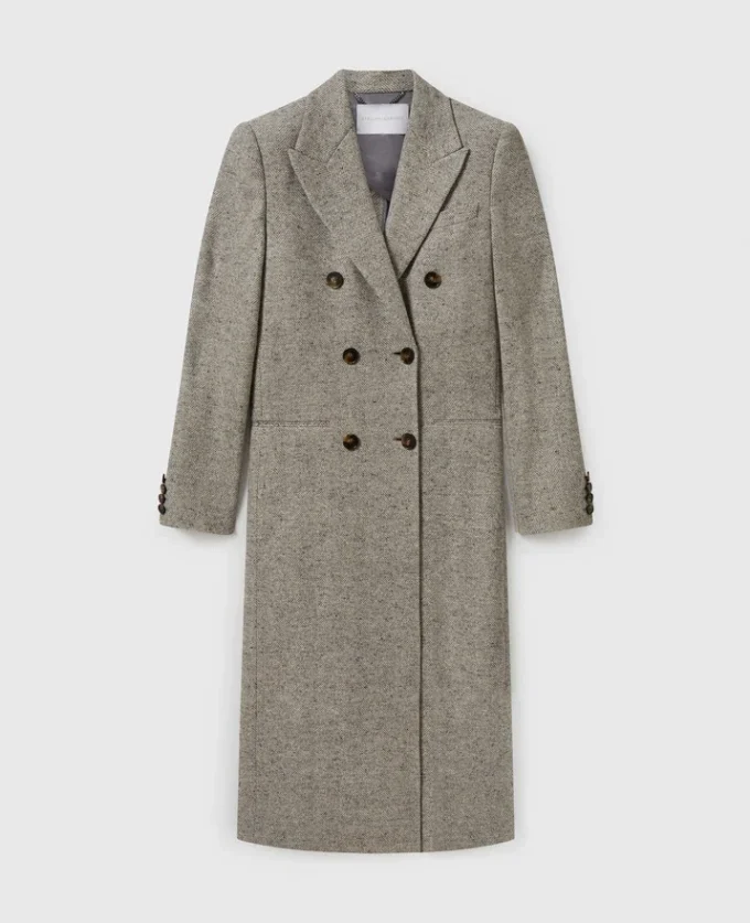 Manteau long en tweed à double boutonnage Manteau long en tweed à double boutonnage