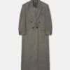 Manteau long en tweed à double boutonnage Manteau long en tweed à double boutonnage