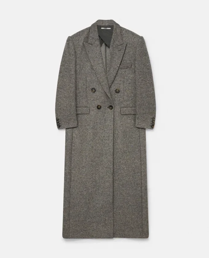 Manteau long en tweed à double boutonnage Manteau long en tweed à double boutonnage