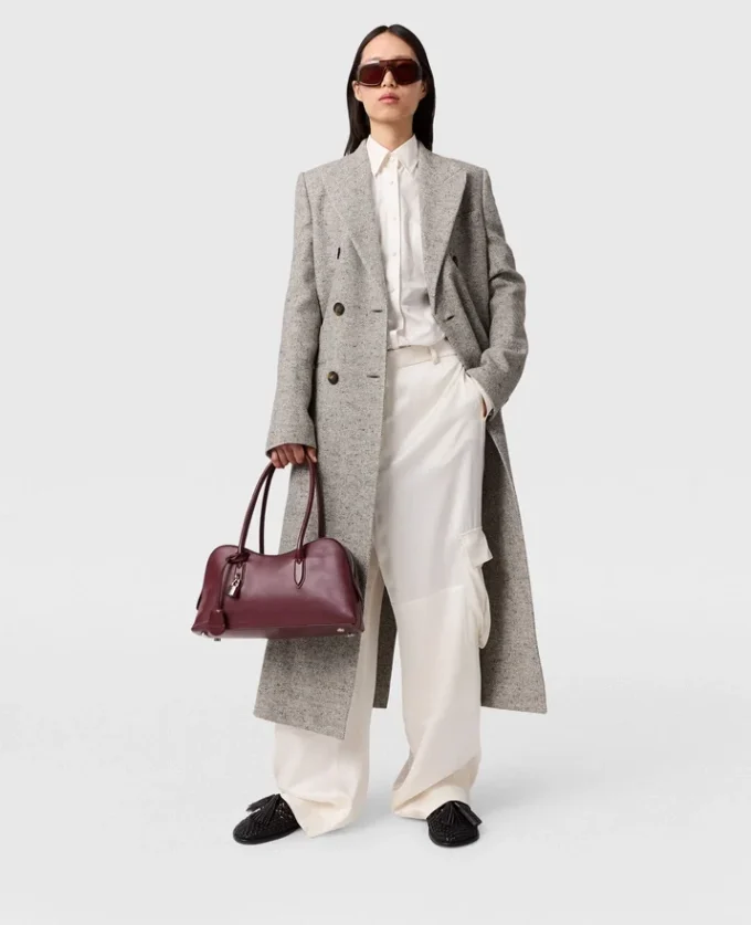 Manteau long en tweed à double boutonnage Manteau long en tweed à double boutonnage