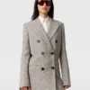 Manteau long en tweed à double boutonnage Manteau long en tweed à double boutonnage