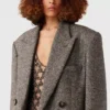 Manteau long en tweed à double boutonnage Manteau long en tweed à double boutonnage