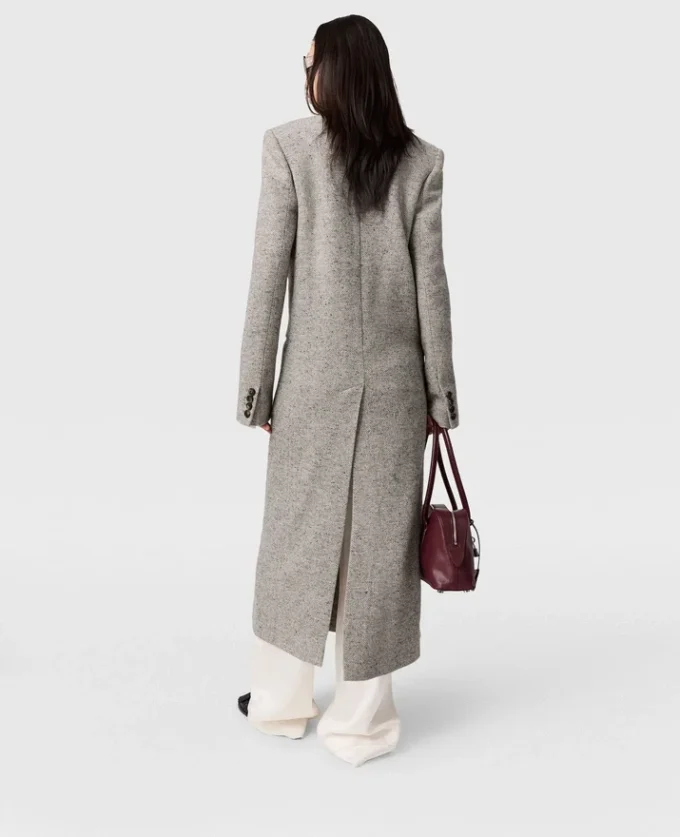 Manteau long en tweed à double boutonnage Manteau long en tweed à double boutonnage