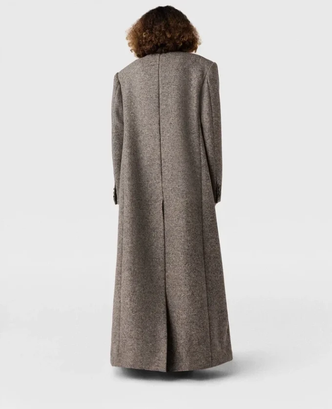 Manteau long en tweed à double boutonnage Manteau long en tweed à double boutonnage