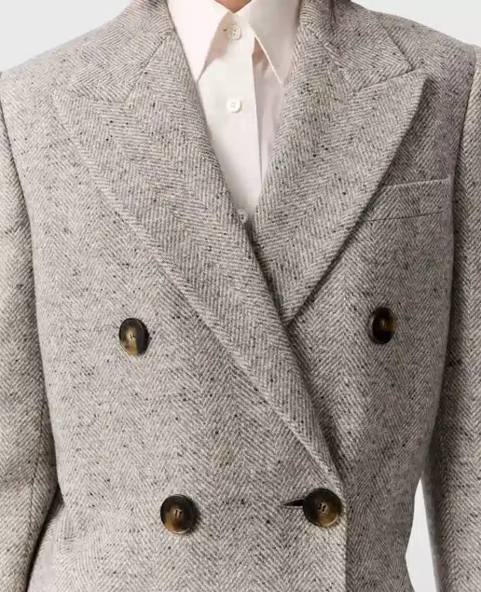 Manteau long en tweed à double boutonnage Manteau long en tweed à double boutonnage