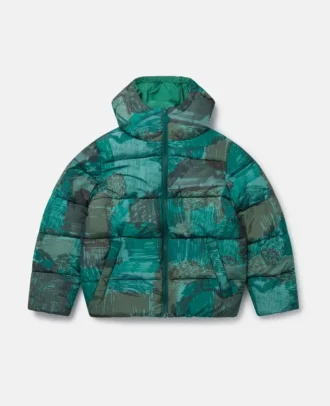 Manteau matelassé à capuche imprimé griffonné