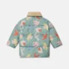 Manteau matelassé à col en peluche imprimé colombes Manteau matelassé à col en peluche imprimé colombes